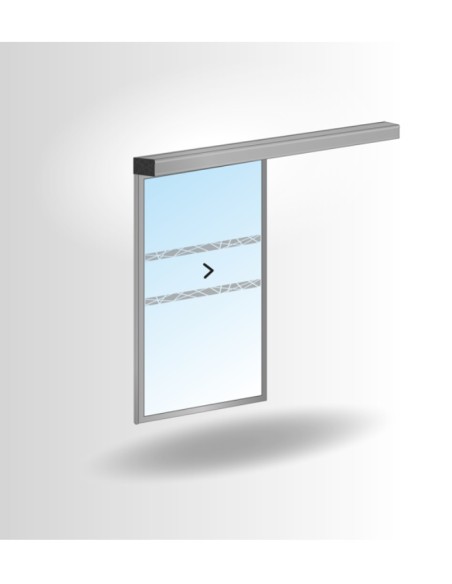 PUERTA CORREDERA DE CRISTAL DE 1 HOJA HASTA 1 METRO. COFRE DE 200mm
